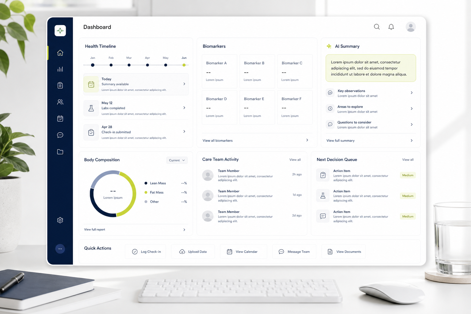 Resonate Health platform dashboard mockup